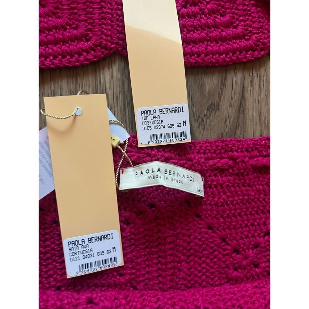 PAOLA BERNARDI Lana crochet Square-Neck Crochet Top and Mini Skirt Set Sz  M NWT - Picture 6 of 7